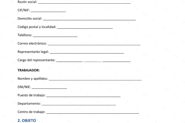 Documento de acuerdo de confidencialidad laboral, página 1, con texto impreso.