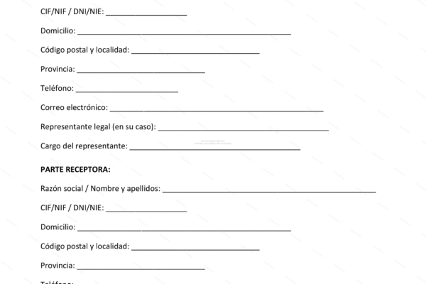 Primera página de un acuerdo de confidencialidad (NDA) en formato de documento.