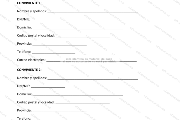 Página 1 de un acuerdo de disolución de pareja, documento legal.