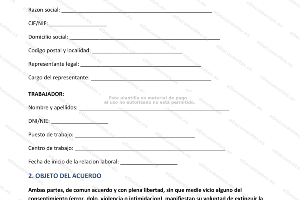 Documento de extinción por mutuo acuerdo, página 1.