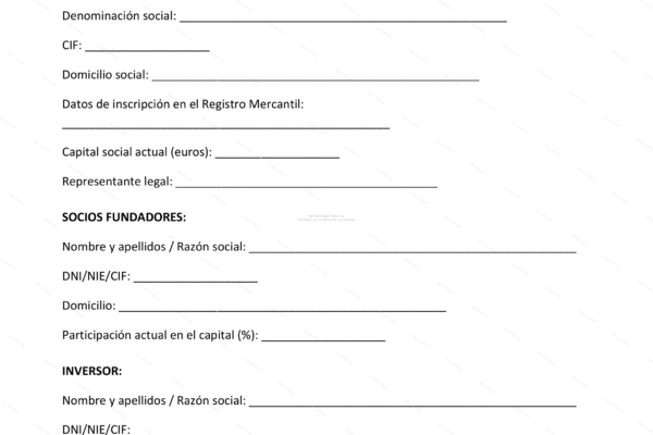 Primera página de un acuerdo de inversión, documento con texto y firmas.