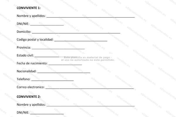 Página 1 de un acuerdo entre una pareja, documento legal.