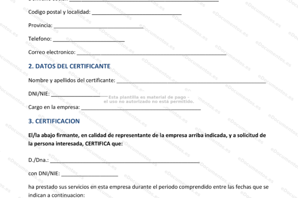 Certificado de empresa, página 1, imagen escalada del documento