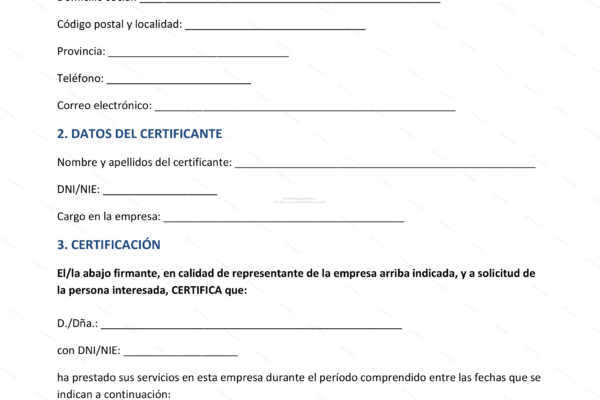 Certificado de empresa, página 1, imagen escalada del documento