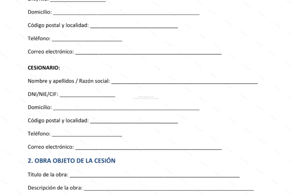 Página 1 de un documento de cesión de derechos de autor, imagen redimensionada.