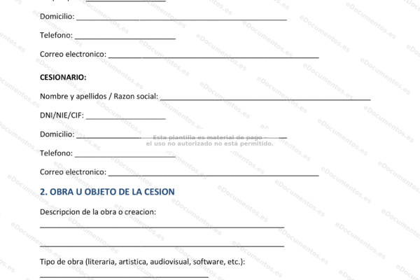 Página 1 de un contrato de cesión de propiedad intelectual, con texto y firmas.