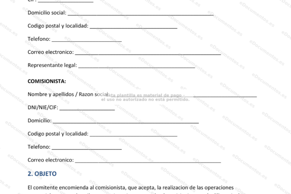 Página 1 de un documento de la Comisión Mercantil, escaneado y reducido.