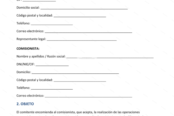 Página 1 de un documento de la Comisión Mercantil, escaneado y reducido.