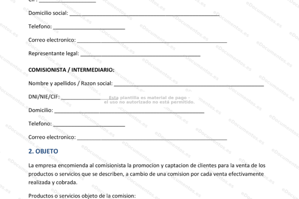 Página 1 de comisiones de ventas, captura de pantalla con gráficos y datos.