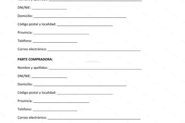 Página 1 de un documento de compraventa de cuota en una comunidad de bienes