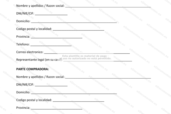 Página 1 de un folleto de compra-venta de local comercial, listado de inmueble.