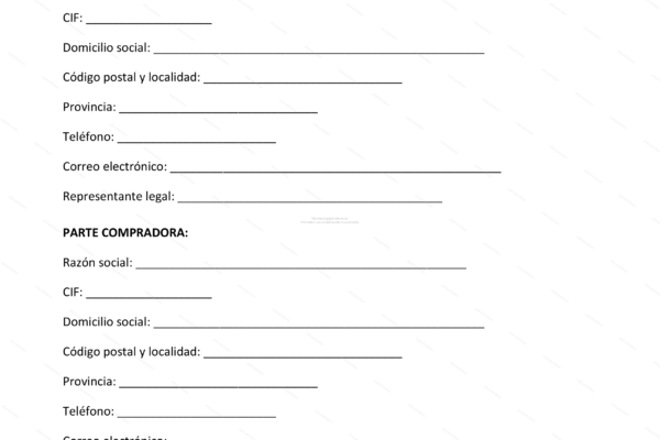 Página 1 de un contrato de compraventa mercantil, documento comercial con texto legal