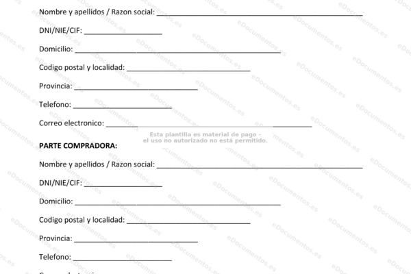 Página 1 de un documento sobre la compraventa de participaciones de una SL