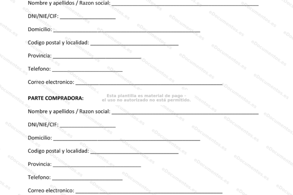 Página 1 de una guía de compraventa a plazos, con texto y tablas.