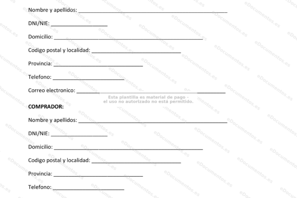 Página 1 de un documento sobre la compraventa de un vehículo entre particulares.