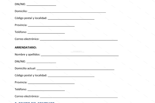 Contrato de alquiler de habitación, página 1 (documento legal)