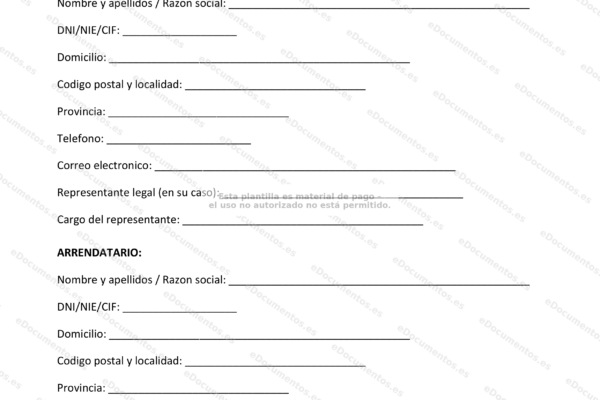 Contrato de alquiler de local comercial, página 1