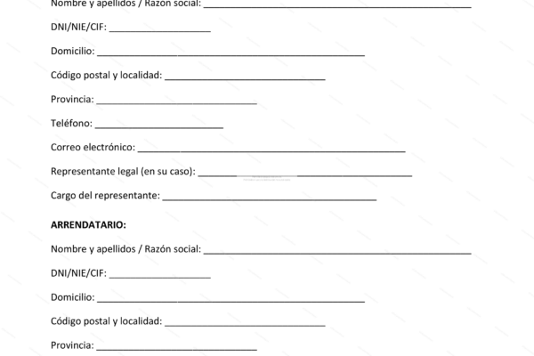 Contrato de alquiler de local comercial, página 1