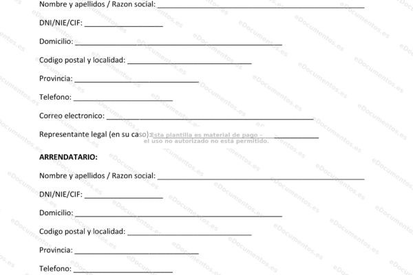 Contrato de alquiler de oficina, página 1, documento con texto.