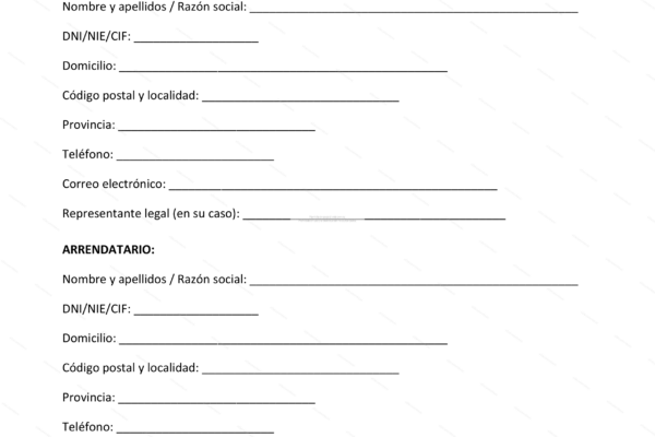 Contrato de alquiler de oficina, página 1, documento con texto.