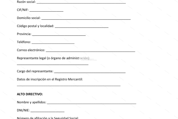 Contrato de alta dirección, primera página de un documento legal con firmas.