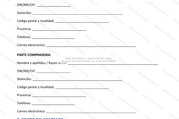 Página 1 de un contrato de arras penitenciales, documento legal.