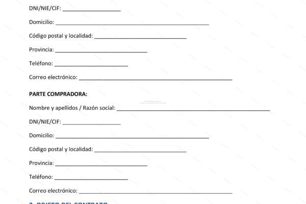 Página 1 de un contrato de arras penitenciales, documento legal.