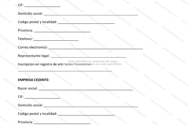 Documento de contrato de factoring, página 1