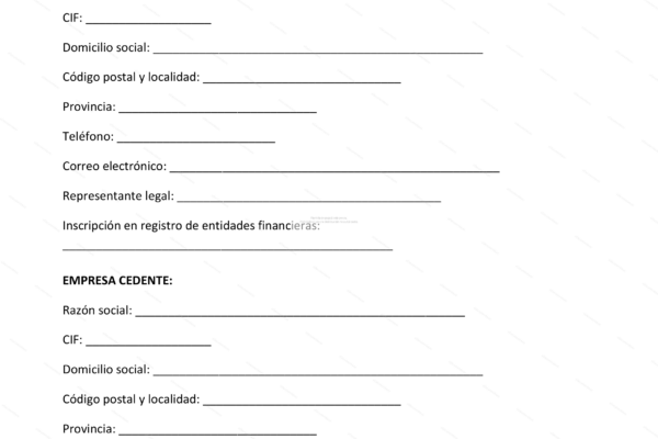 Documento de contrato de factoring, página 1