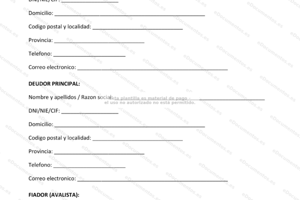 Contrato de fianza, página 1