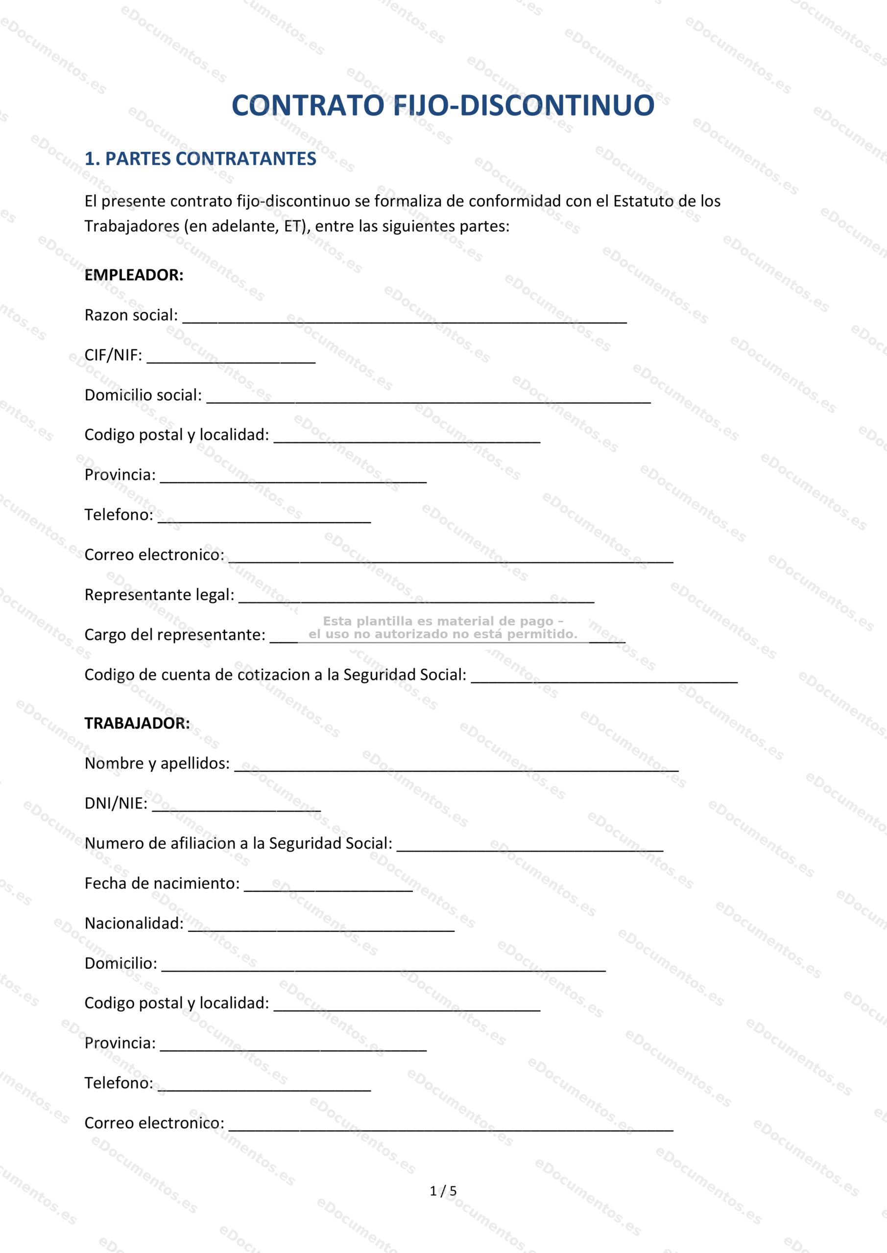 Contrato fijo-discontinuo — Plantilla Word & PDF