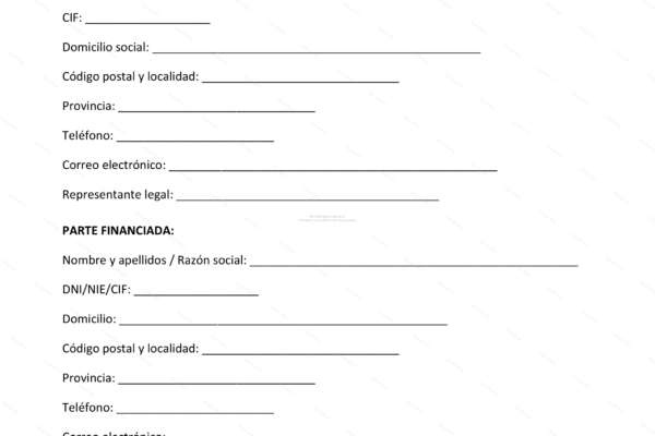 Contrato de financiación, página 1.