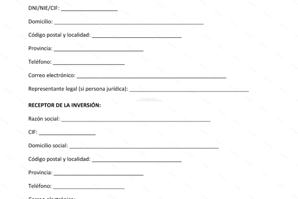 Contrato de inversión de capital, página 1 (escala reducida)