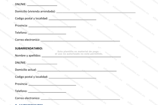 Contrato de subarriendo de vivienda, página 1, imagen escalada.