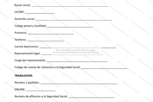 Contrato de trabajo temporal, página 1, documento de producción.