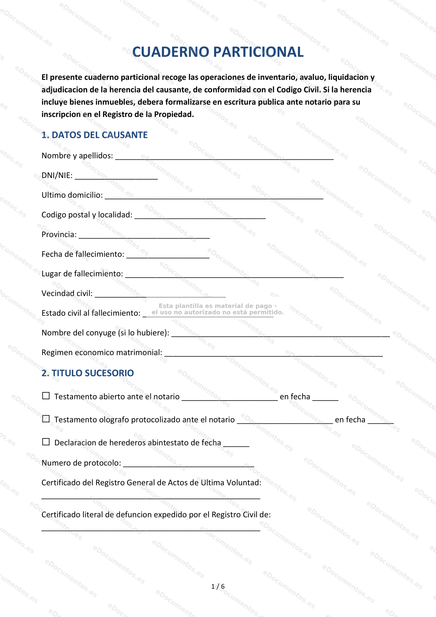 Cuaderno particional — Modelo descargable