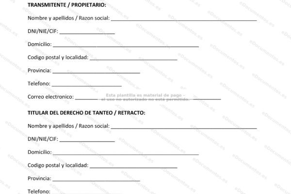 Página 1 de un documento legal que describe el derecho de tanteo y retracto.