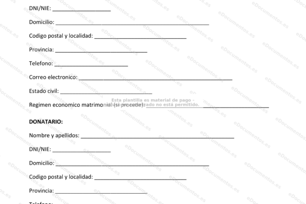 Primera página de un documento de donación de inmueble.