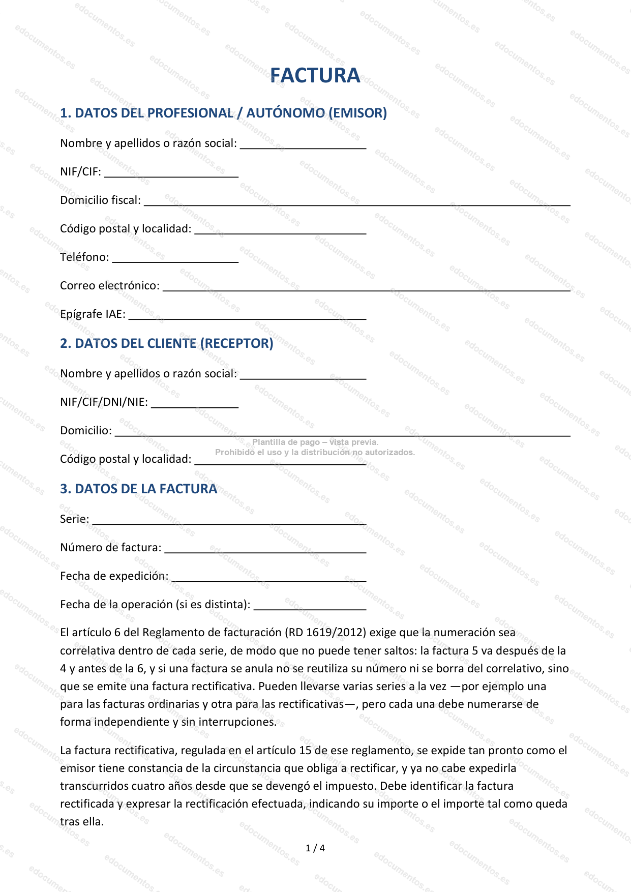 Factura Para Aut nomos Modelo Editable EDocumentos