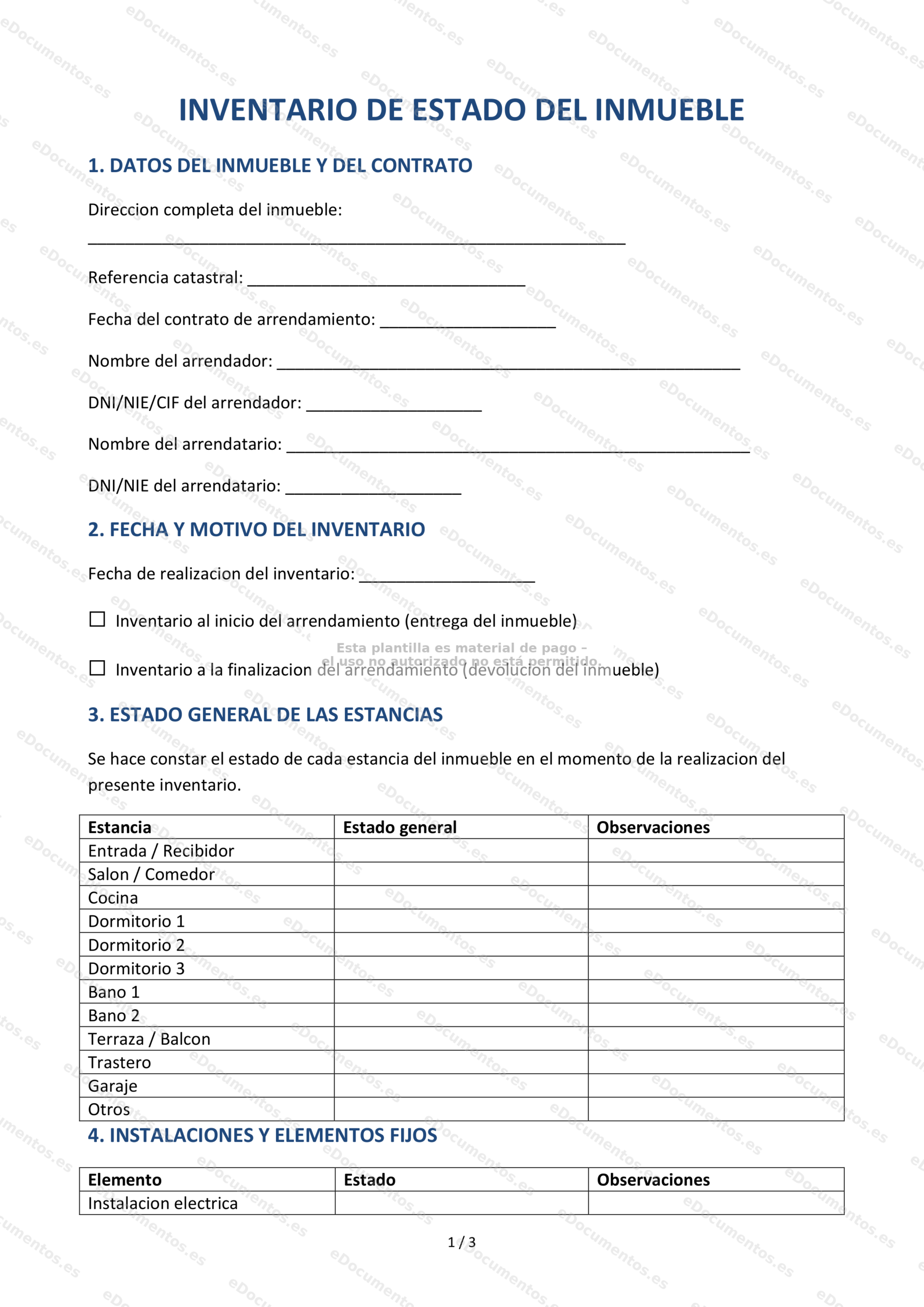 Inventario del estado del inmueble — Formulario editable