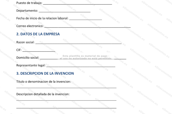 Notificación de invención laboral: aviso de un invento realizado por un empleado (página 1)