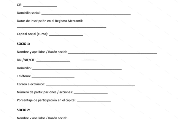 Página 1 de un pacto de socios, documento entre socios con texto y firmas visibles.
