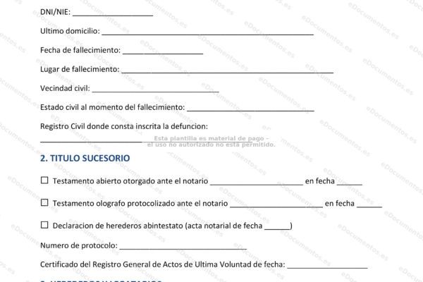 Página 1 de un documento sobre partición de herencia, con texto legal legible.