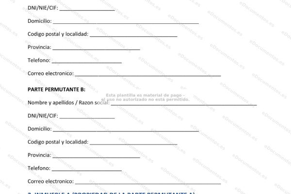 Página 1 de un folleto sobre permuta de inmuebles