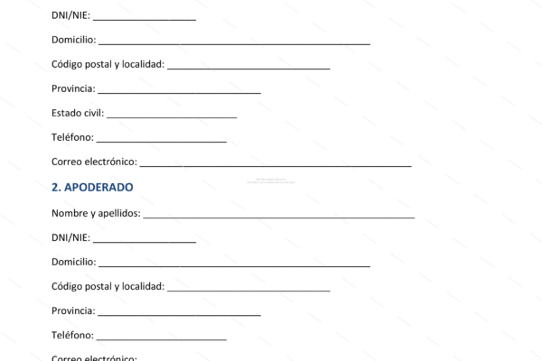 Poder notarial especial, página 1: documento legal con firmas y sellos.