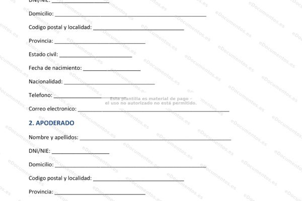 Documento de poder notarial general, página 1, con encabezado, texto legal y sellos.
