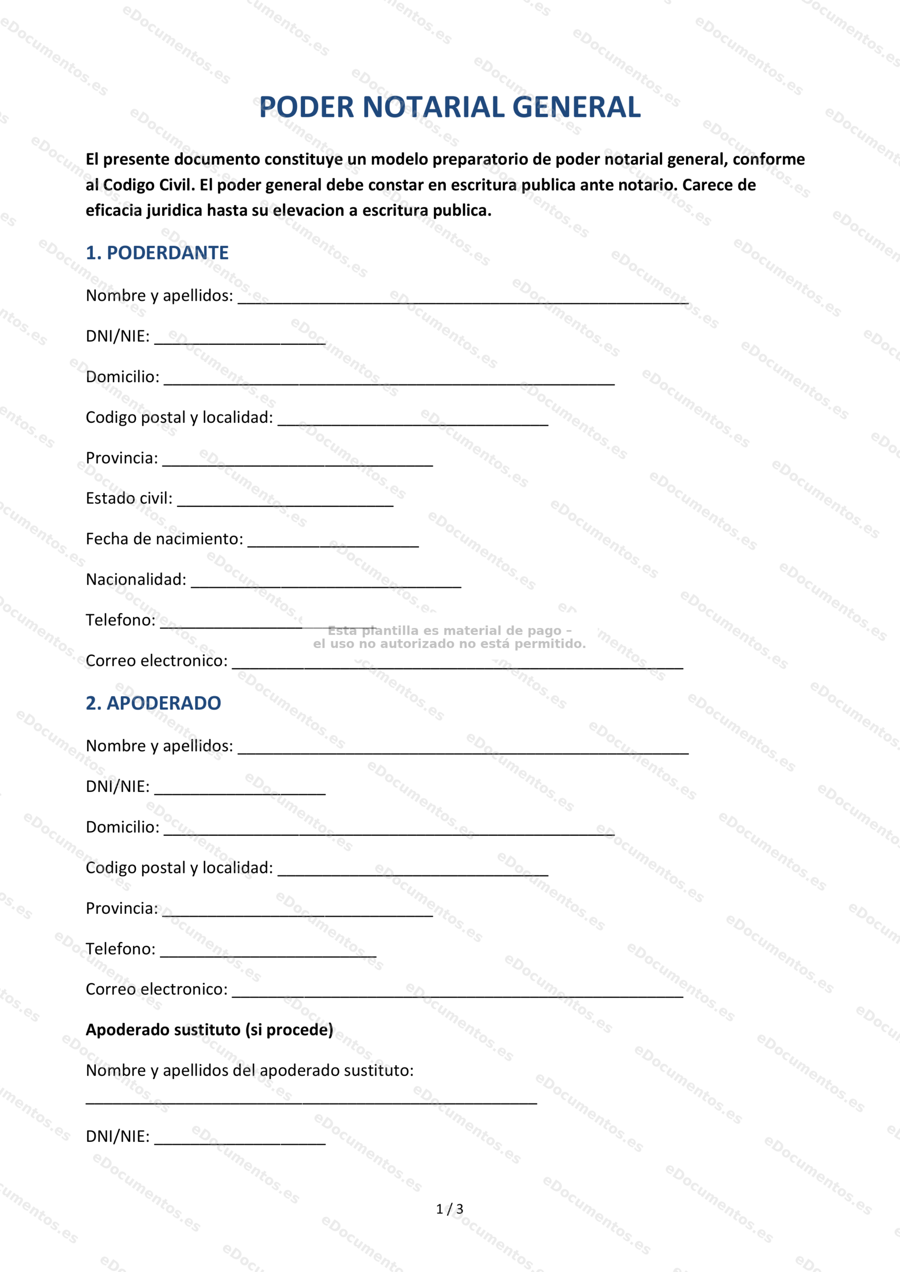 Poder notarial general — Plantilla Word & PDF
