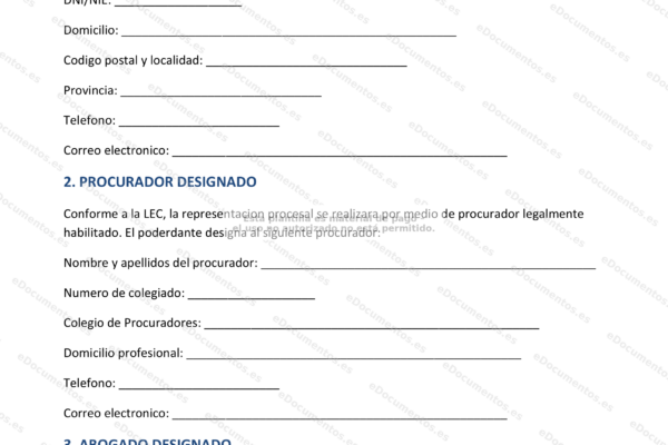 Escaneo de la página 1 de un documento legal Poder para pleitos con firmas y sello.