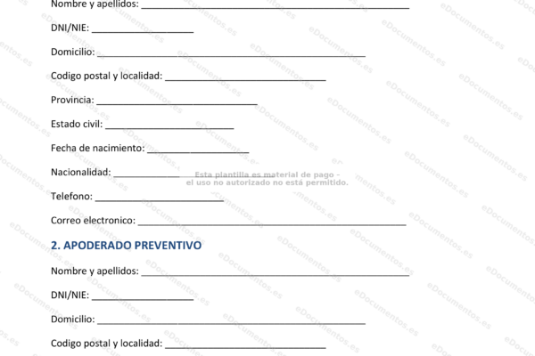 Página 1 de un documento en español titulado Poder preventivo, con texto y encabezados.