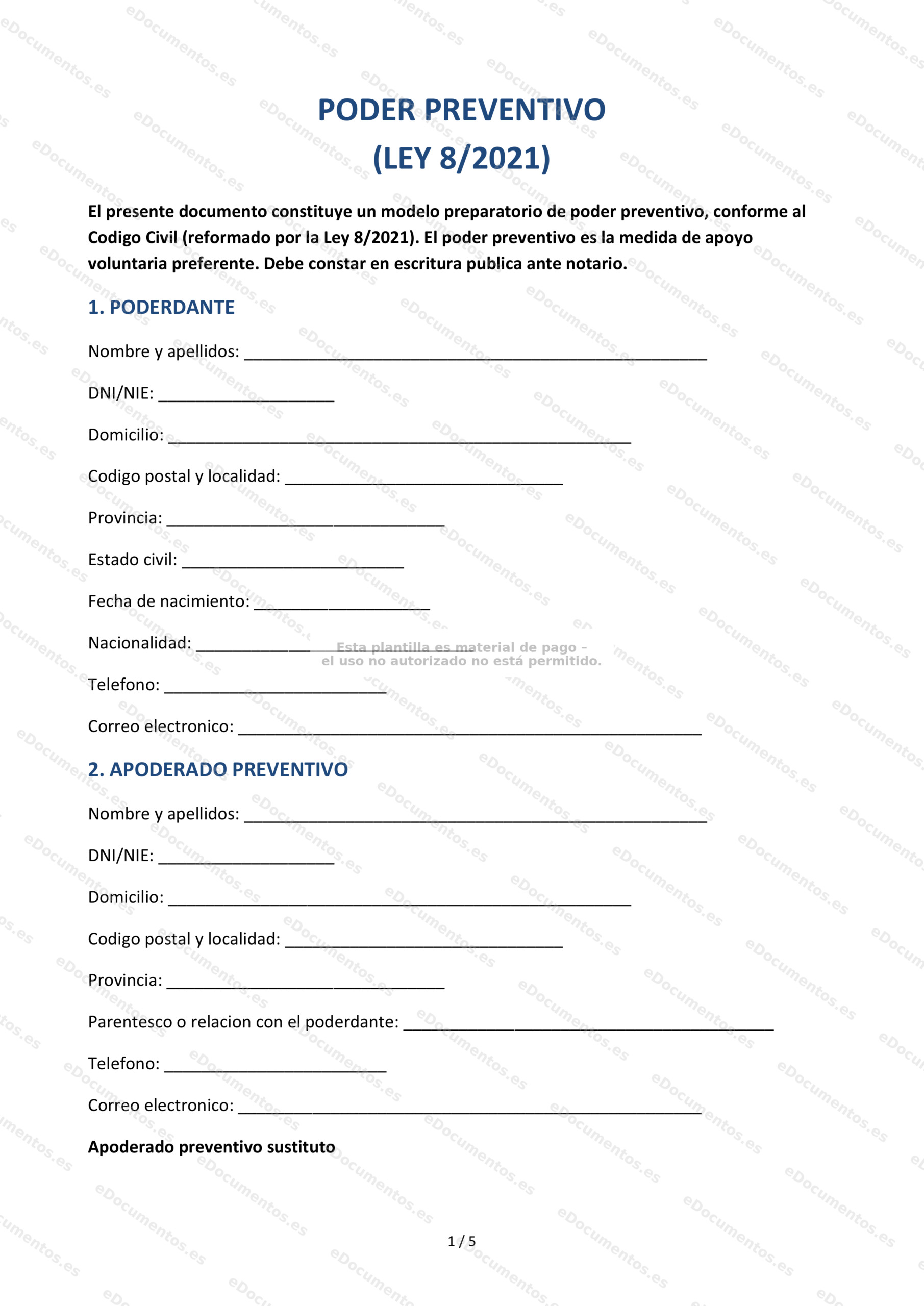 Poder preventivo (Ley 8/2021) — Modelo editable